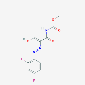 molecular formula C13H13F2N3O4 B1417411 ethyl N-{2-[2-(2,4-difluorophenyl)hydrazono]-3-oxobutanoyl}carbamate CAS No. 477854-17-4