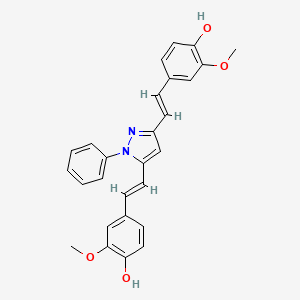 molecular formula C27H24N2O4 B1417412 4,4'-(1E,1'E)-2,2'-(1-苯基-1H-吡唑-3,5-二基)双(乙烯-2,1-二基)双(2-甲氧基苯酚) CAS No. 1019110-87-2