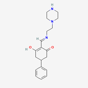 molecular formula C19H25N3O2 B1417415 5-苯基-2-{[(2-哌嗪-1-基乙基)氨基]次甲基}环己烷-1,3-二酮 CAS No. 297160-31-7