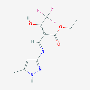 molecular formula C11H12F3N3O3 B1417424 乙酸乙酯 (Z)-3-[(3-甲基-1H-吡唑-5-基)氨基]-2-(2,2,2-三氟乙酰)-2-丙烯酸酯 CAS No. 477709-41-4