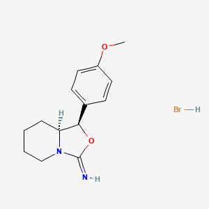 molecular formula C14H19BrN2O2 B14174265 cis-3-Imino-1-(p-methoxyphenyl)hexahydro-3H-oxazolo(3,4-a)pyridine hydrobromide CAS No. 5583-16-4