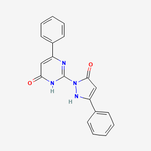B1417430 2-(5-oxo-3-phenyl-2,5-dihydro-1H-pyrazol-1-yl)-6-phenyl-4(3H)-pyrimidinone CAS No. 866019-63-8