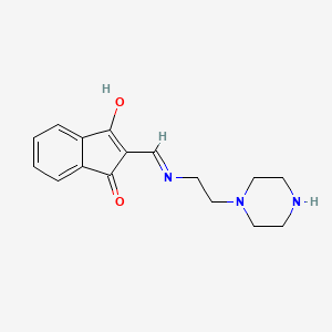 molecular formula C16H19N3O2 B1417432 2-{[(2-piperazin-1-ylethyl)amino]methylene}-1H-indene-1,3(2H)-dione CAS No. 354543-33-2