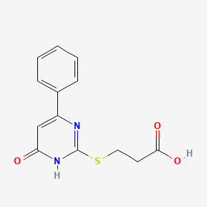 molecular formula C13H12N2O3S B1417441 3-(4-Oxo-6-phenyl-1,4-dihydro-pyrimidin-2-ylsulfanyl)-propionic acid 