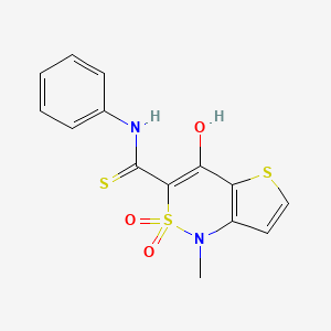 molecular formula C14H12N2O3S3 B1417445 4-hydroxy-1-methyl-2,2-dioxo-N-phenyl-1,2-dihydro-2lambda~6~-thieno[3,2-c][1,2]thiazine-3-carbothioamide CAS No. 303987-83-9