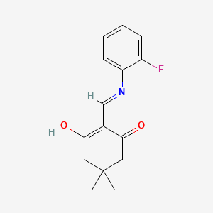 molecular formula C15H16FNO2 B1417452 2-[(2-Fluoroanilino)methylene]-5,5-dimethyl-1,3-cyclohexanedione CAS No. 370853-51-3