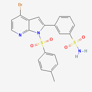molecular formula C20H16BrN3O4S2 B14174557 Benzenesulfonamide, 3-[4-bromo-1-[(4-methylphenyl)sulfonyl]-1H-pyrrolo[2,3-b]pyridin-2-yl]- 