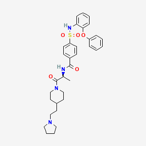 molecular formula C33H40N4O5S B14174845 Benzamide, N-[(1S)-1-methyl-2-oxo-2-[4-[2-(1-pyrrolidinyl)ethyl]-1-piperidinyl]ethyl]-4-[[(2-phenoxyphenyl)amino]sulfonyl]- 