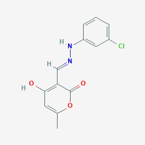 molecular formula C13H11ClN2O3 B1417487 4-hydroxy-6-methyl-2-oxo-2H-pyran-3-carbaldehyde N-(3-chlorophenyl)hydrazone CAS No. 477868-39-6