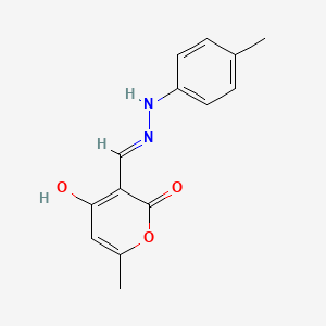 4-hydroxy-6-methyl-2-oxo-2H-pyran-3-carbaldehyde N-(4-methylphenyl)hydrazone