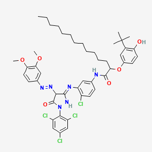 molecular formula C47H56Cl4N6O6 B1417490 2-(3-tert-Butyl-4-hydroxyphenoxy)-N-(4-chloro-3-((4-((3,4-dimethoxyphenyl)azo)-4,5-dihydro-5-oxo-1-(2,4,6-trichlorophenyl)-1H-pyrazol-3-yl)amino)phenyl)myristamide CAS No. 65293-90-5