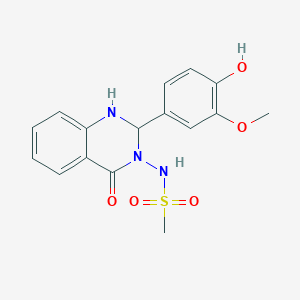 molecular formula C16H17N3O5S B14174930 N-[2-(4-hydroxy-3-methoxyphenyl)-4-oxo-1,2-dihydroquinazolin-3-yl]methanesulfonamide CAS No. 878977-86-7