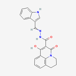 molecular formula C22H18N4O3 B1417511 7-hydroxy-N'-[(E)-1H-indol-3-ylmethylidene]-5-oxo-2,3-dihydro-1H,5H-pyrido[3,2,1-ij]quinoline-6-carbohydrazide CAS No. 477868-67-0