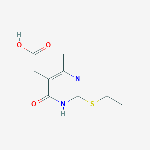 molecular formula C9H12N2O3S B1417519 (2-Ethylsulfanyl-4-methyl-6-oxo-1,6-dihydro-pyrimidin-5-yl)-acetic acid CAS No. 859956-98-2