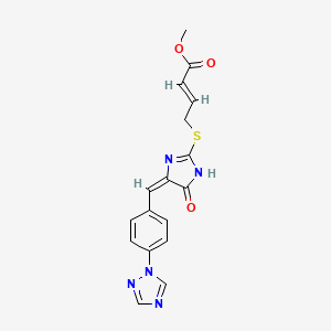 methyl (E)-4-[(5-oxo-4-{(E)-[4-(1H-1,2,4-triazol-1-yl)phenyl]methylidene}-4,5-dihydro-1H-imidazol-2-yl)sulfanyl]-2-butenoate