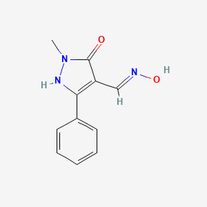 molecular formula C11H11N3O2 B1417525 5-hydroxy-1-methyl-3-phenyl-1H-pyrazole-4-carbaldehyde oxime CAS No. 321533-57-7
