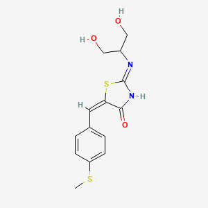 molecular formula C14H16N2O3S2 B1417527 2-{[2-hydroxy-1-(hydroxymethyl)ethyl]amino}-5-{(E)-[4-(methylsulfanyl)phenyl]methylidene}-1,3-thiazol-4(5H)-one CAS No. 860648-54-0