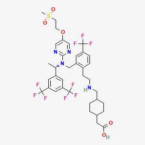 molecular formula C36H41F9N4O5S B14175368 Cyclohexaneacetic acid, 4-[[[2-[[[(1S)-1-[3,5-bis(trifluoromethyl)phenyl]ethyl][5-[2-(methylsulfonyl)ethoxy]-2-pyrimidinyl]amino]methyl]-4-(trifluoromethyl)phenyl]ethylamino]methyl]-, trans- 