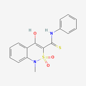 molecular formula C16H14N2O3S2 B1417541 4-hydroxy-1-methyl-2,2-dioxo-N-phenyl-1,2-dihydro-2lambda~6~,1-benzothiazine-3-carbothioamide CAS No. 320423-88-9