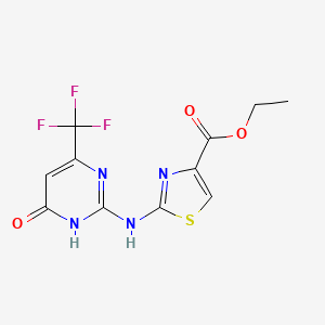 molecular formula C11H9F3N4O3S B1417559 Ethyl 2-{[6-oxo-4-(trifluoromethyl)-1,6-dihydro-2-pyrimidinyl]amino}-1,3-thiazole-4-carboxylate CAS No. 861211-33-8