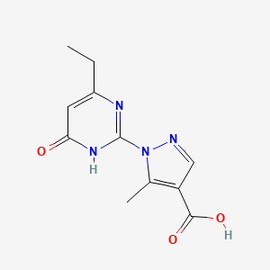 molecular formula C11H12N4O3 B1417588 1-(4-ethyl-6-oxo-1,6-dihydropyrimidin-2-yl)-5-methyl-1H-pyrazole-4-carboxylic acid CAS No. 1170600-63-1