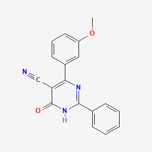 molecular formula C18H13N3O2 B1417599 4-Hydroxy-6-(3-methoxyphenyl)-2-phenyl-5-pyrimidinecarbonitrile CAS No. 338982-08-4