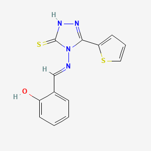B1417604 2-({[3-sulfanyl-5-(2-thienyl)-4H-1,2,4-triazol-4-yl]imino}methyl)benzenol CAS No. 118158-95-5