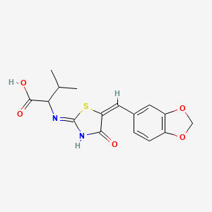 2-({5-[(E)-1,3-benzodioxol-5-ylmethylidene]-4-oxo-4,5-dihydro-1,3-thiazol-2-yl}amino)-3-methylbutanoic acid
