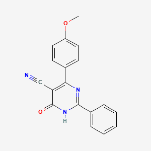 molecular formula C18H13N3O2 B1417609 4-Hydroxy-6-(4-methoxyphenyl)-2-phenyl-5-pyrimidinecarbonitrile CAS No. 89058-98-0