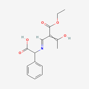molecular formula C15H17NO5 B1417611 2-{[(E)-2-(ethoxycarbonyl)-3-oxo-1-butenyl]amino}-2-phenylacetic acid CAS No. 521937-32-6