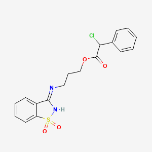 molecular formula C18H17ClN2O4S B1417612 3-[(1,1-Dioxido-1,2-benzothiazol-3-yl)amino]propyl chloro(phenyl)acetate CAS No. 356088-58-9