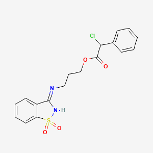 3-[(1,1-Dioxido-1,2-benzothiazol-3-yl)amino]propyl chloro(phenyl)acetate