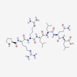 molecular formula C40H74N14O9 B14176227 L-Prolyl-N~5~-(diaminomethylidene)-L-ornithyl-N~5~-(diaminomethylidene)-L-ornithyl-L-leucyl-L-leucyl-L-glutaminyl-L-leucine CAS No. 918527-17-0