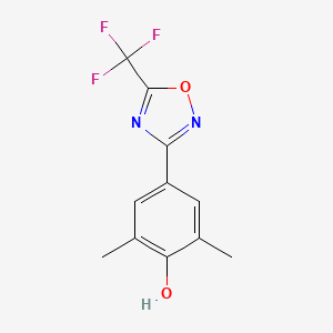 molecular formula C11H9F3N2O2 B1417626 2,6-Dimethyl-4-[5-(trifluoromethyl)-1,2,4-oxadiazol-3-yl]phenol CAS No. 153168-59-3