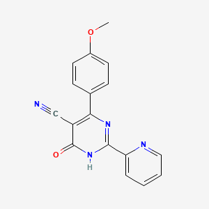 molecular formula C17H12N4O2 B1417638 4-Hydroxy-6-(4-methoxyphenyl)-2-(2-pyridinyl)-5-pyrimidinecarbonitrile CAS No. 320418-61-9