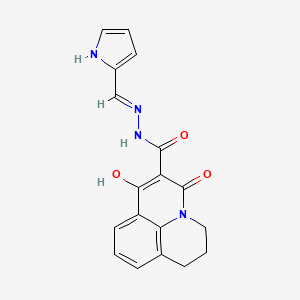 molecular formula C18H16N4O3 B1417641 4-hydroxy-2-oxo-N'-[(1E)-(1H-pyrrol-2-yl)methylidene]-1-azatricyclo[7.3.1.0^{5,13}]trideca-3,5(13),6,8-tetraene-3-carbohydrazide CAS No. 477868-68-1