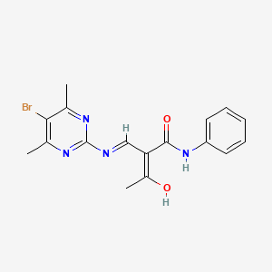 (2E)-2-{[(5-bromo-4,6-dimethylpyrimidin-2-yl)amino]methylidene}-3-oxo-N-phenylbutanamide