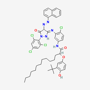 molecular formula C49H54Cl4N6O4 B1417680 2-(3-tert-Butyl-4-hydroxyphenoxy)-N-(4-chloro-3-((4,5-dihydro-4-(1-naphthylazo)-5-oxo-1-(2,4,6-trichlorophenyl)-1H-pyrazol-3-yl)amino)phenyl)myristamide CAS No. 63089-83-8