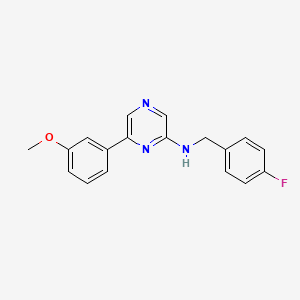 molecular formula C18H16FN3O B14177115 N-[(4-Fluorophenyl)methyl]-6-(3-methoxyphenyl)pyrazin-2-amine CAS No. 920528-37-6