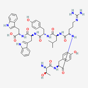 molecular formula C56H70N12O11 B14177205 L-Threonyl-L-tyrosyl-N~5~-(diaminomethylidene)-L-ornithyl-L-leucyl-L-tyrosyl-L-tryptophyl-L-tryptophan CAS No. 915146-72-4
