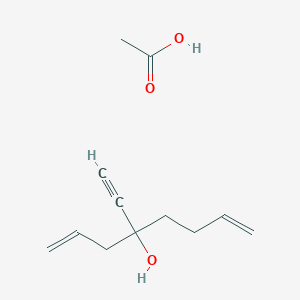 molecular formula C12H18O3 B14177243 Acetic acid;4-ethynylocta-1,7-dien-4-ol CAS No. 858365-07-8