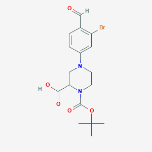 molecular formula C17H21BrN2O5 B1417735 (S)-4-(3-Bromo-4-formylphenyl)-1-(tert-butoxy-carbonyl)piperazine-2-carboxylic acid CAS No. 1787057-43-5