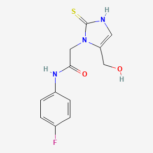 molecular formula C12H12FN3O2S B1417740 N-(4-Fluorophenyl)-2-(5-(hydroxymethyl)-2-mercapto-1H-imidazol-1-yl)acetamide CAS No. 1105191-65-8