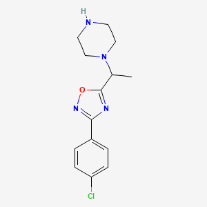 molecular formula C14H17ClN4O B1417780 1-{1-[3-(4-Chlorophenyl)-1,2,4-oxadiazol-5-yl]ethyl}piperazine CAS No. 1000933-05-0