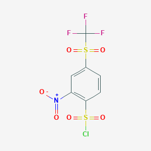 molecular formula C7H3ClF3NO6S2 B1417781 2-硝基-4-[(三氟甲基)磺酰基]苯磺酰氯 CAS No. 1000932-64-8