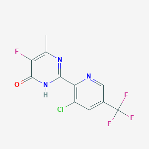 molecular formula C11H6ClF4N3O B1417805 2-(3-chloro-5-(trifluoromethyl)pyridin-2-yl)-5-fluoro-6-methylpyrimidin-4(3H)-one CAS No. 1823183-47-6