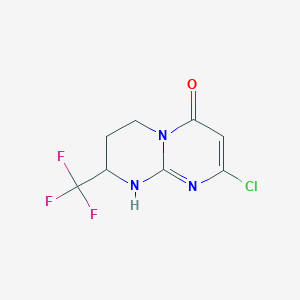 molecular formula C8H7ClF3N3O B1417806 8-chloro-2-(trifluoromethyl)-3,4-dihydro-1H-pyrimido[1,2-a]pyrimidin-6(2H)-one CAS No. 1260585-12-3