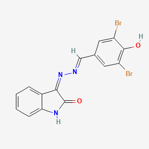 molecular formula C15H9Br2N3O2 B1417815 3-[(3,5-Dibromo-4-hydroxy-benzylidene)-hydrazono]-1,3-dihydro-indol-2-one CAS No. 454240-99-4