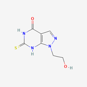 1-(2-hydroxyethyl)-6-mercapto-1,5-dihydro-4{H}-pyrazolo[3,4-{d}]pyrimidin-4-one