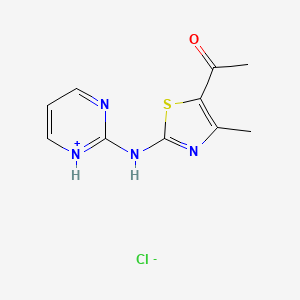 molecular formula C10H11ClN4OS B1417818 5-Acetyl-4-methyl-2-(2-pyrimidinylamino)-1,3-thiazol-3-ium chloride CAS No. 1274892-49-7
